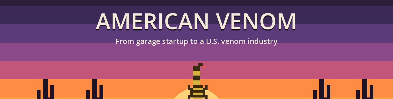 American Venom title screen: a pixel-art scorpion against an Arizona sunset